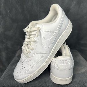 Nike-Court Vision Sneaker- Leather-White-Women Size 11